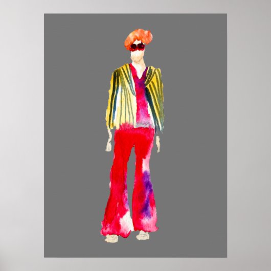 ファッションイラストレーション姿アートウォーター色 ポスター (正面)