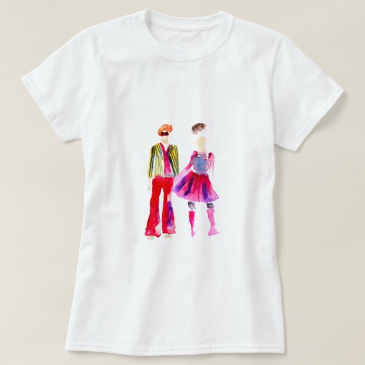 ファッションイラストレーション姿アートウォーター色 Tシャツ (デザイン正面)