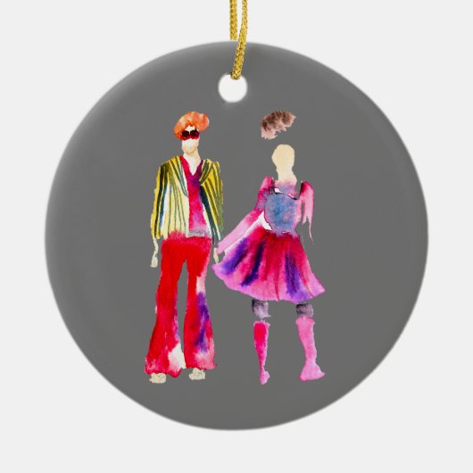ファッションイラストレーション水カラーボホ セラミックオーナメント (正面)