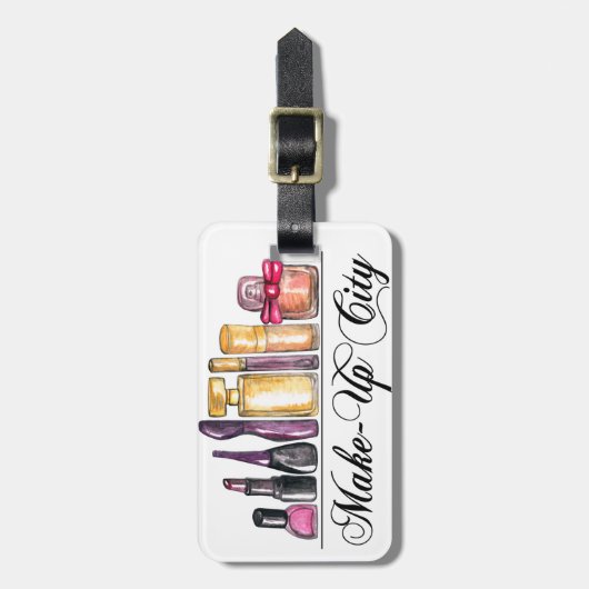 ファッションイラストレーション水色アクリル壁時計 ラゲッジタグ (正面縦)