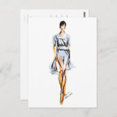 ファッションイラストレーション |クロエパステルシフォンドレス ポストカード (正面/裏面)