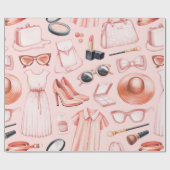 ファッションイラストレーション。シームレスなパターン ラッピングペーパー (フラット)