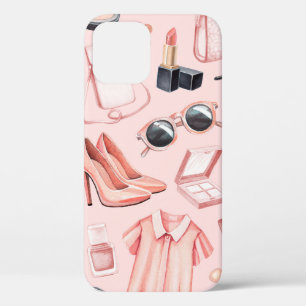 ファッションイラストレーション。シームレスなパターン iPhone 12ケース