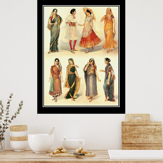 ファッションインドのサリーヴィンテージポスター ポスター (キッチン)