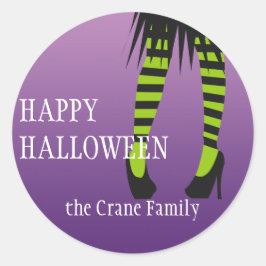 ファッションウィッチストライプコスチューム脚ハロウィーンラベル ラウンドシール