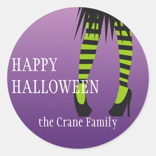 ファッションウィッチストライプコスチューム脚ハロウィーンラベル ラウンドシール (正面)