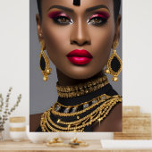 ファッションエキゾチックなアフリカ金ゴールドダイヤモンドブラックジュエル ポスター (キッチン)