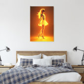 ファッションエレガンスのゴールデン白熱［赤熱］光を放つネオンガール キャンバスプリント (インサイチュ (寝室))
