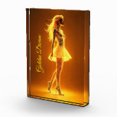 ファッションエレガンスのゴールデン白熱［赤熱］光を放つネオンガール フォトブロック (右)