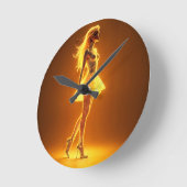 ファッションエレガンスのゴールデン白熱［赤熱］光を放つネオンガール ラウンド壁時計 (傾斜)