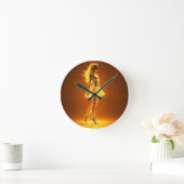 ファッションエレガンスのゴールデン白熱［赤熱］光を放つネオンガール ラウンド壁時計 (ホーム)