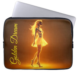 ファッションエレガンスのゴールデン白熱［赤熱］光を放つネオンガール ラップトップスリーブ