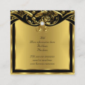 ファッションエレガント金ゴールドブラックダマスクフローラ スクエア名刺 (裏面)