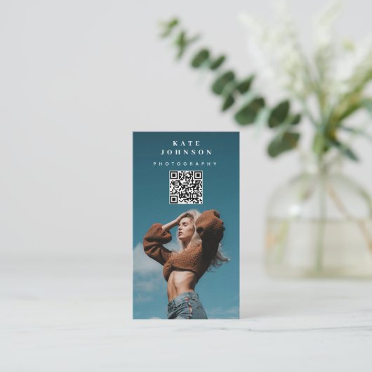 ファッションカスタム撮影QRコードソーシャルメディア 名刺 (スタンド正面)