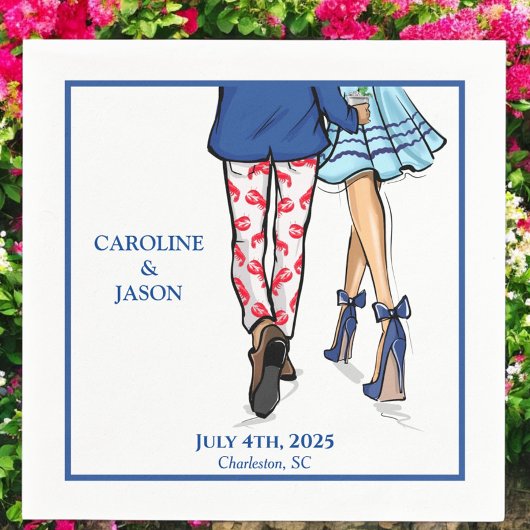 ファッションカップル赤ロブスターシャワー結婚式の引き出物 スタンダードカクテルナプキン