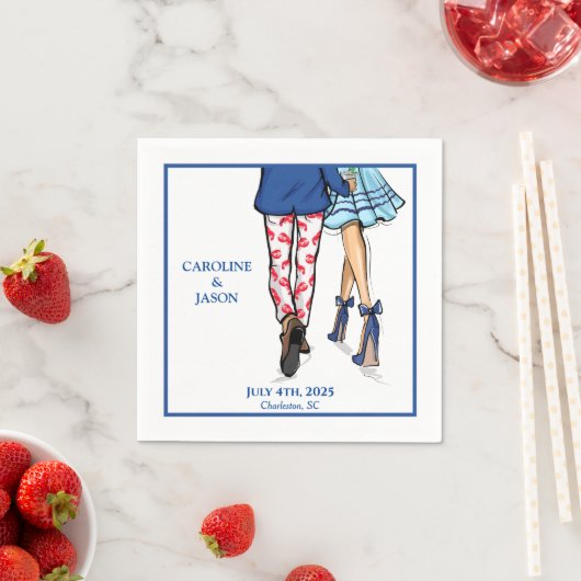 ファッションカップル赤ロブスターシャワー結婚式の引き出物 スタンダードカクテルナプキン (インサイチュ)