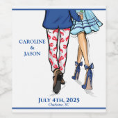 ファッションカップル赤ロブスターシャワー結婚式の引き出物 ワインラベル (シングルラベル)