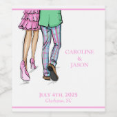 ファッションカップル赤ロブスターシャワー結婚式の引き出物 ワインラベル (シングルラベル)