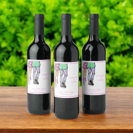 ファッションカップル赤ロブスターシャワー結婚式の引き出物 ワインラベル