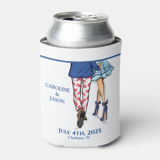 ファッションカップル赤ロブスターシャワー結婚式の引き出物 缶クーラー (缶正面)
