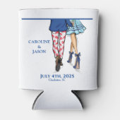 ファッションカップル赤ロブスターシャワー結婚式の引き出物 缶クーラー (正面)