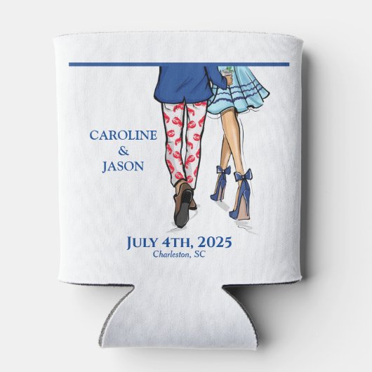 ファッションカップル赤ロブスターシャワー結婚式の引き出物 缶クーラー (裏面)