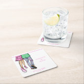 ファッションカップル赤ロブスターシャワ結婚ー スクエアペーパーコースター (インサイチュ)