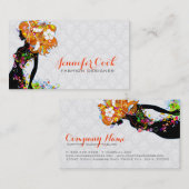 ファッションカラフルフローラガールシルエット 名刺 (正面/裏面)