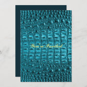 ファッションガーリーターコイズブルーアリゲーターレザー 招待状 (正面/裏面)