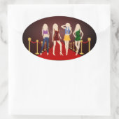 ファッションガールズオンザレッドカーペットオーバルステッカー 楕円形シール (バッグ)