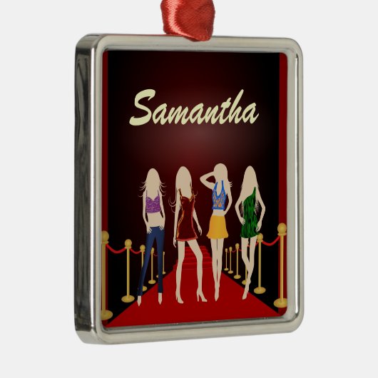 ファッションガールズレッドカーペットプレミアムスクエアオーナメント メタルオーナメント (右)