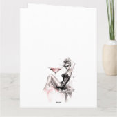 ファッションガールヒョウのドレスピンクのつる植物水色 カード (裏面)