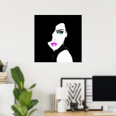 ファッションガールブラックピンクブルー ポスター (ホームオフィス)