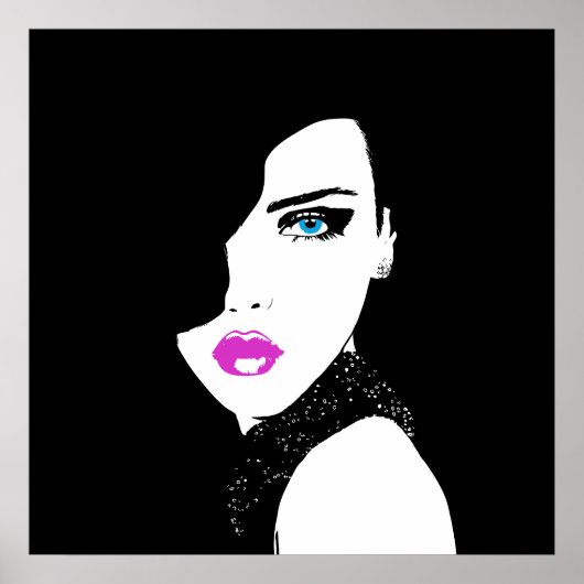 ファッションガールブラックピンクブルー ポスター (正面)