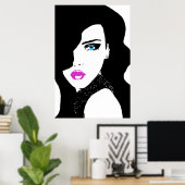 ファッションガールブラックピンクブルー ポスター (ホームオフィス)