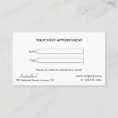 ファッションガールブラックピンク美しいアポイントメントカード 予約カード (裏面)