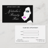 ファッションガールブラックピンク美しいアポイントメントカード 予約カード (正面/裏面)