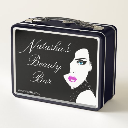 ファッションガールブラックピンク美しいバーメタルボックス メタルランチボックス (裏面)