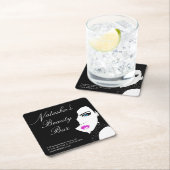 ファッションガールブラックピンク美しいバー スクエアペーパーコースター (インサイチュ)