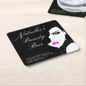 ファッションガールブラックピンク美しいバー スクエアペーパーコースター (アングル)