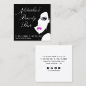 ファッションガールブラックピンク美しいバー スクエア名刺 (正面/裏面)