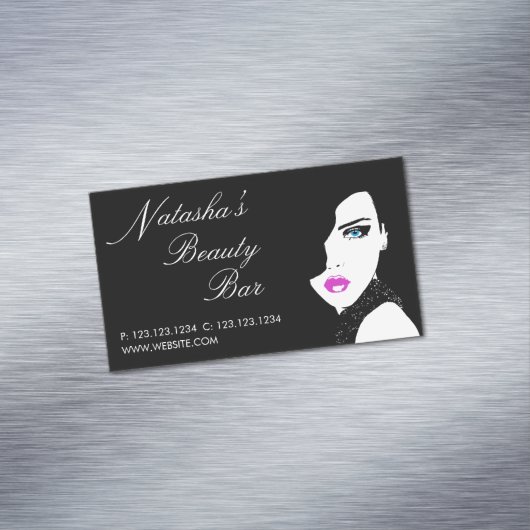 ファッションガールブラックピンク美しいバー マグネット名刺 (インサイチュ)