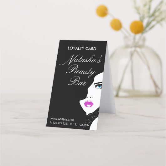 ファッションガールブラックピンク美しいバー ロイヤリティカード (正面)