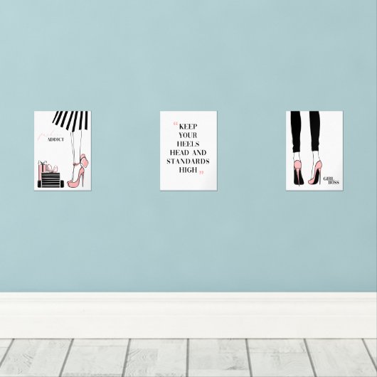 ファッションガールボスセットウォールアート (ウッドフロア)