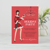 ファッションガール グリッター クリスマス ホリデーパーティ 招待状 (スタンド正面)