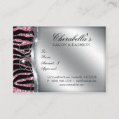 ファッションギフトカードサロンゼブラグリッターブラックピンク 割引カード (裏面)