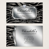 ファッションギフトカードネイルサロンゼブラグリッター銀 (正面&裏面)