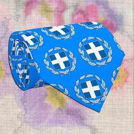 ファッションギリシャのエンブレムタイ、青いギリシャ国旗 ネクタイ