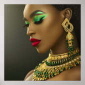 ファッションクラシックアフリカエメラルドグリーン金ゴールドジュエル ポスター (正面)