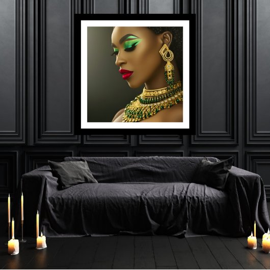 ファッションクラシックアフリカエメラルドグリーン金ゴールドジュエル ポスター